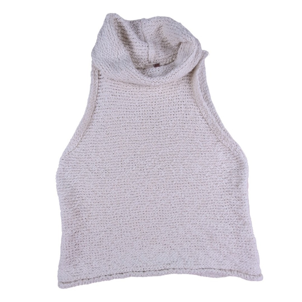 Anthropologie Pilcro Cream Cowl Neck Sleeveless Knit Sweater Size Medium‎
